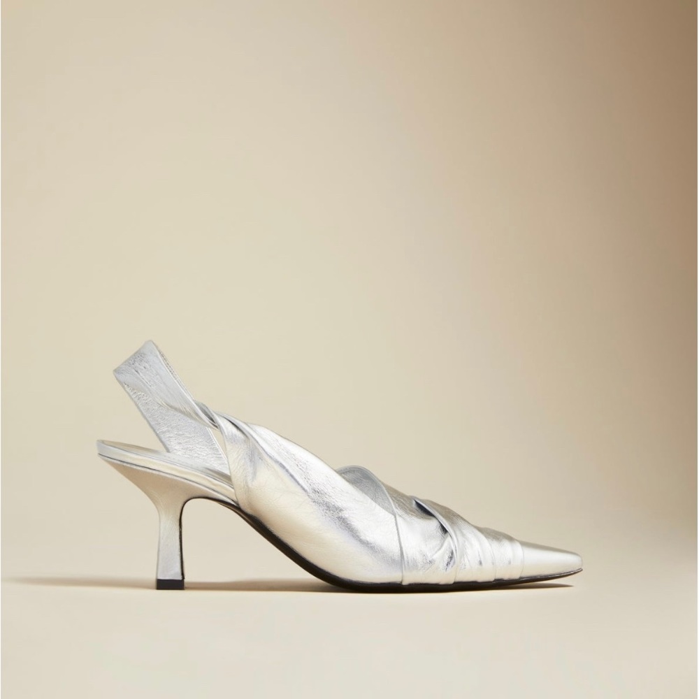 KHAITE SILVER SLINGBACKS